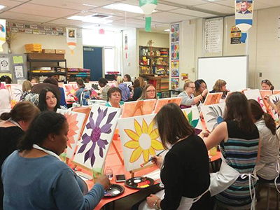 Group painting class - teacher appreciation idea