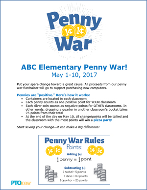 Penny war fundraiser flyer - positive pennies