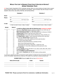 Volunteer Form for Start of Year - Detailed - Two Parent