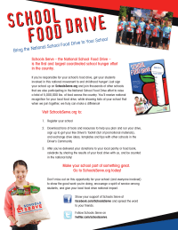 Schools Serve flyer for food drive coordinators