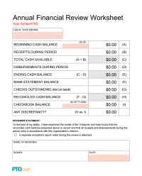 Annual Financial Review Worksheet Template