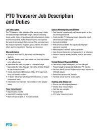 PTO Treasurer Job Description and Duties
