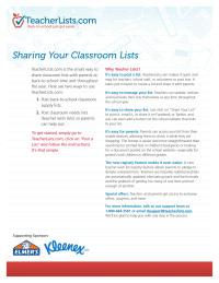 TeacherLists.com Fact Sheet for Teachers