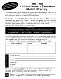 Student Directory Data Collection Form