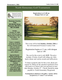 Golf Tournament flyer to raise money to build a new playground