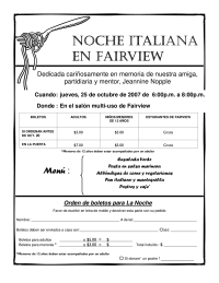 Pasta Night flyer in Spanish