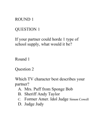 Schoolywed Gameshow Questions