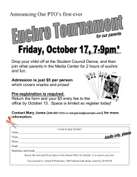 Euchre Night Flyer and Student Dance
