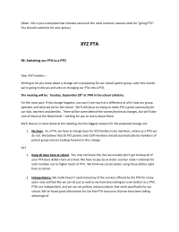 PTA to PTO switch letter for Parents