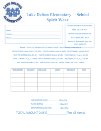 School Spirit Wear Order Form