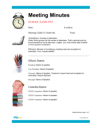 PTO Today: Meeting Minutes Outline