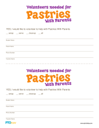 Pastries With Parents Volunteer Form