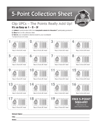 Campbells Labels for Education 5 point collection sheet