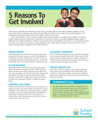 5 Reasons To Get Involved - a great handout for parents