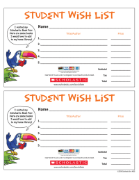 Scholastic Bookfair Wish List - Rain Forest Theme