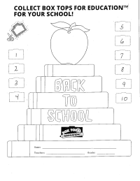Back to School Box Tops Collection sheet