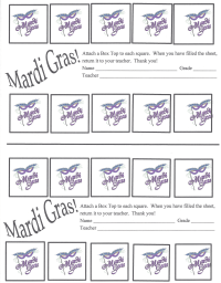 Mardi Gras double 10 collection sheet