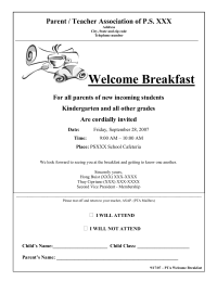 Welcome Breakfast Flyer 