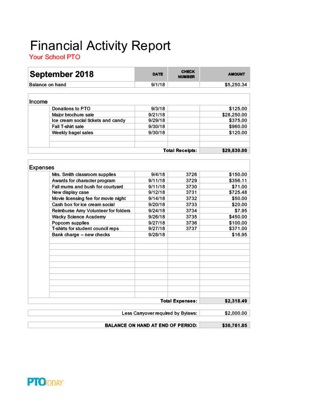 Financial Activity Report