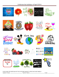 25 count: Celebrate the Holidays of April 2014 collection sheet