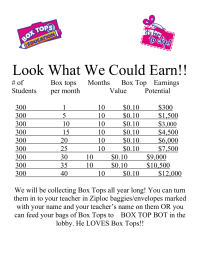 Box Tops Earnings Potential Flyer