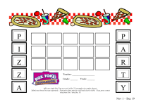 Pizza Party Box Top Collection Sheet- 25 count horizontal