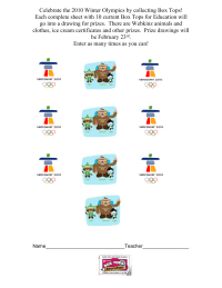 2010 Olympic Collection Sheet