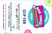 Flyer for Box Tops week collection bin