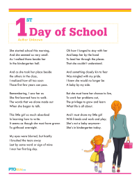 PTO Today: First Day of School Poem (girl/boy)