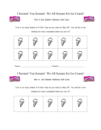 Set of 10 Ice Cream For A Baskin Robbins Gift Card