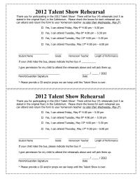 Talent Show Rehearsal Permission Form
