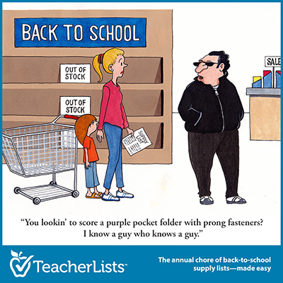 Back to School Supply Shopping Cartoon