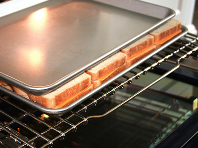 Easy meal ideas for large groups - toasted cheese in sheet pans