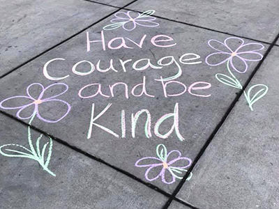 Sidewalk chalk kindness messages