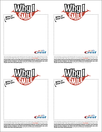 Crest Kid's Why I Smile printable note cards