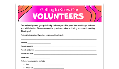 School Volunteer and Officer Questionnaire (Free Printable)