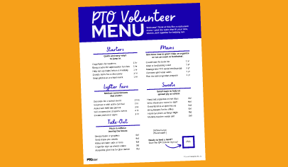 PTO Volunteer Menu Canva Template