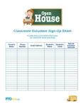 Back-to-School/Open House Classroom Volunteer Sign-up Sheet