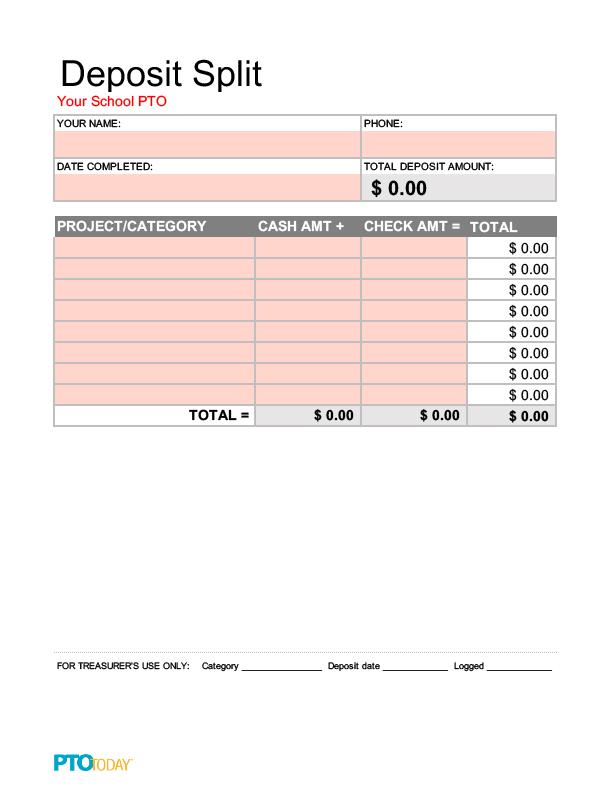 Deposit Split Form (Excel)