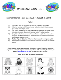 Webkinz Contest Rules Sheet