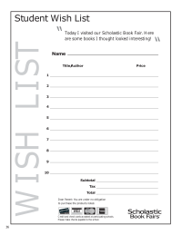 Scholastic Bookfair Wish List - No Theme