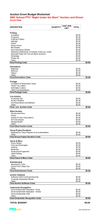 PTO Today: Auction Event Budget Worksheet