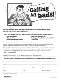 PTO Today: Calling All Dads Flyer (black and white)