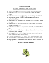 Chili Cook-off Rules