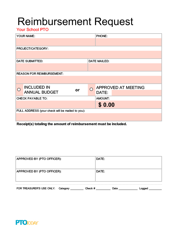 Reimbursement Request Form Excel PTO Today