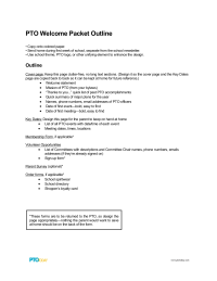 PTO Today: Welcome Packet Outline