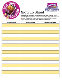 Sign Up Sheet in Color