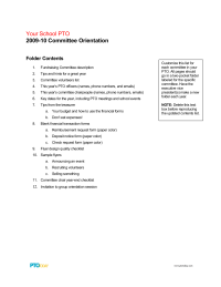 PTO Today: Committee Orientation Folder Contents List