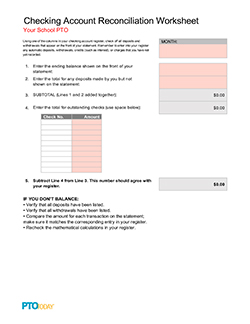 Checking Account Reconciliation Worksheet
