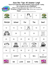 Webkinz Box Tops for Education Collection Sheet for Contest